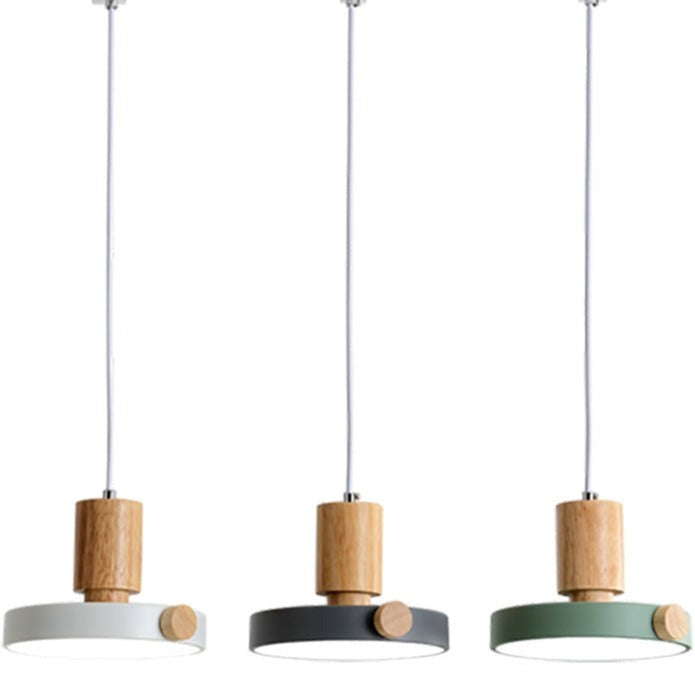 Suspension moderne en bois et abat-jour en métal fin Izore - vue 4 sur 5