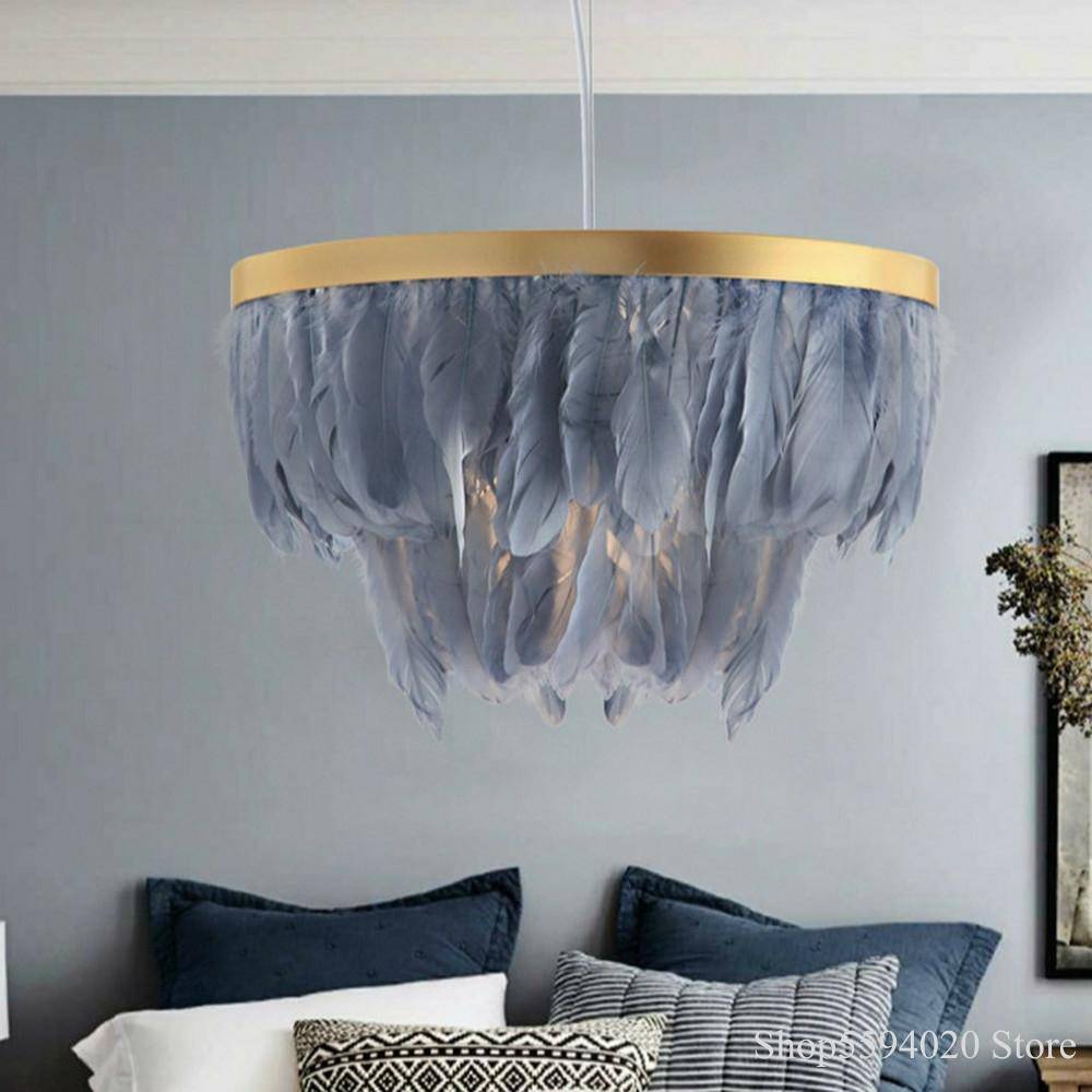 Suspension ovale LED en plumes colorées Hangly - vue 4 sur 8