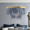Suspension ovale LED en plumes colorées Hangly
