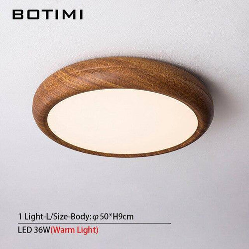 Plafonnier moderne LED rond imitation bois