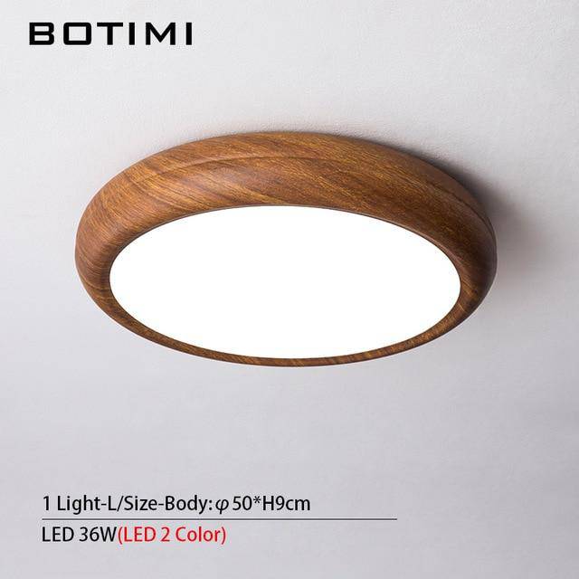 Plafonnier moderne LED rond imitation bois - vue 13 sur 15