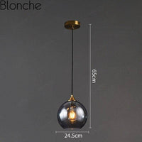 Suspension design LED avec boule en verre fumé Loft