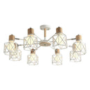 Lustre moderne LED bois avec plusieurs abat-jours en métal