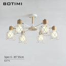 Lustre moderne LED bois avec plusieurs abat-jours en métal