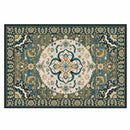 Tapis persan rectangle vert au style dirouz H