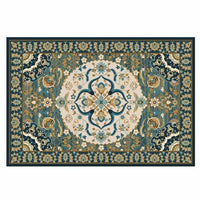 Tapis persan rectangle vert au style dirouz H
