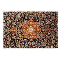 Tapis persan rectangle orange au style dirouz F