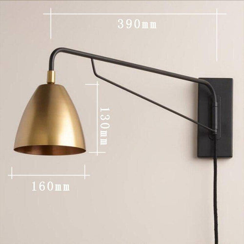 Applique murale LED avec abat-jour arrondi cuivré style Loft