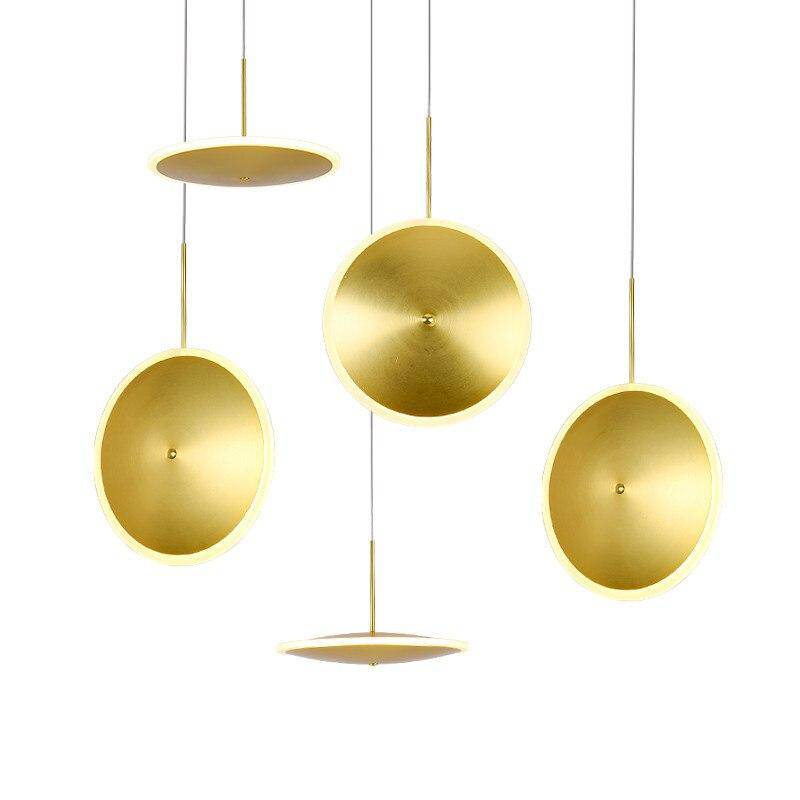 Suspension design disque dorée à LED - vue 5 sur 6