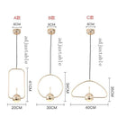 Suspension design de plusieurs forme dorée avec boule à LED
