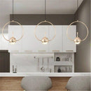 Suspension design de plusieurs forme dorée avec boule à LED