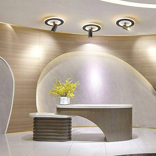 Plafonnier circulaire LED en métal noir Mosko
