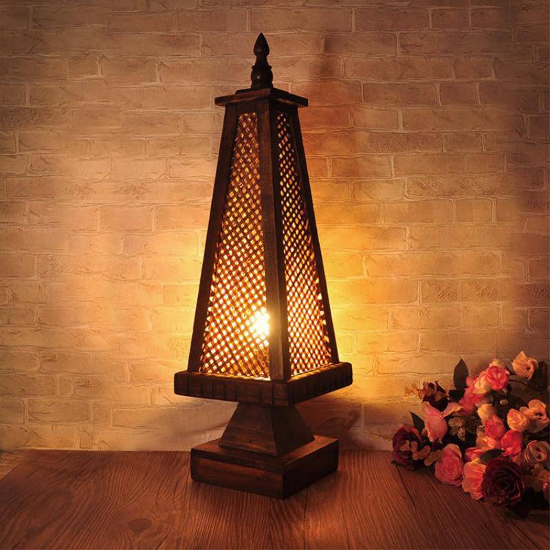 Lampe à poser LED en bois au style Asia - vue 4 sur 4