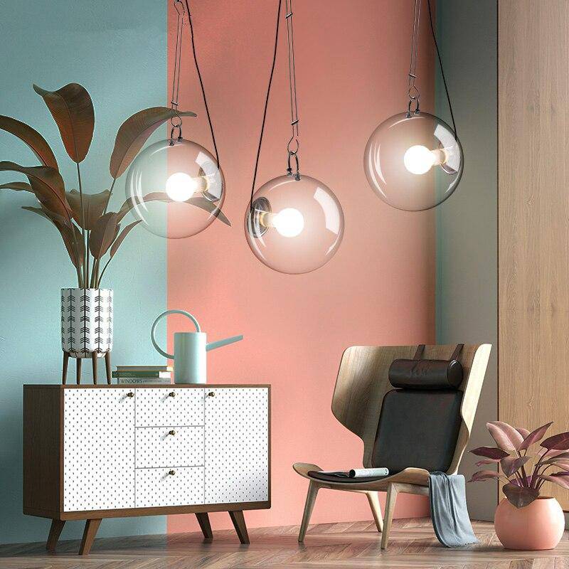 Suspension design LED sphère en verre Octave - vue 3 sur 6