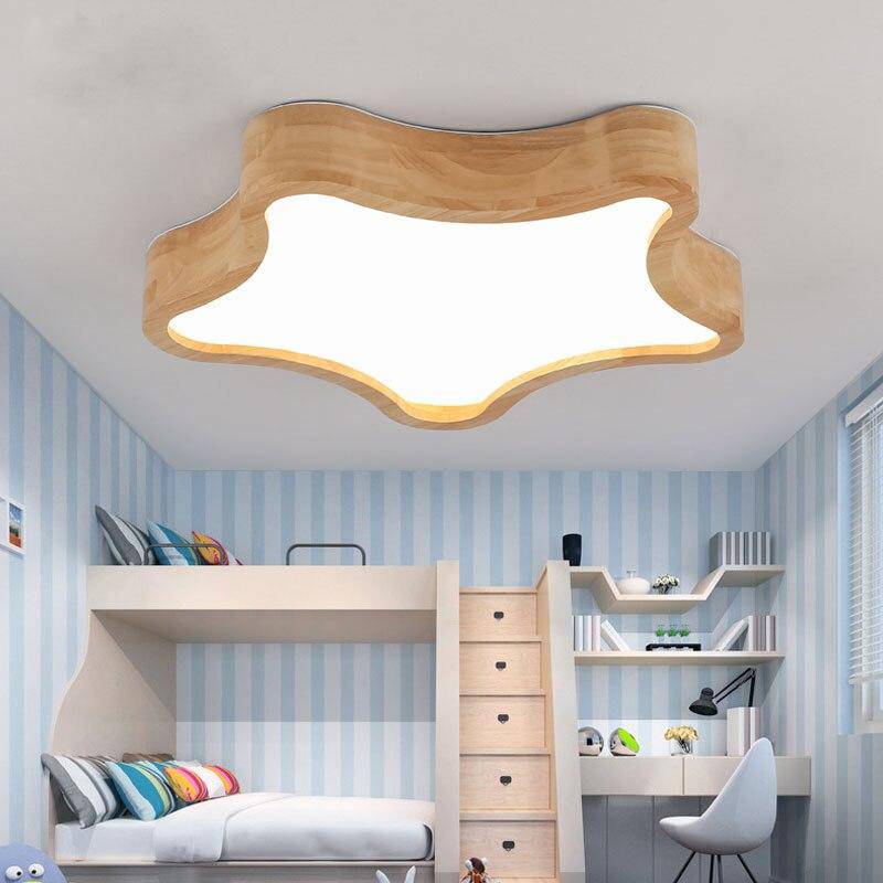 Plafonnier moderne LED en bois style petite étoile Luster - vue 3 sur 3