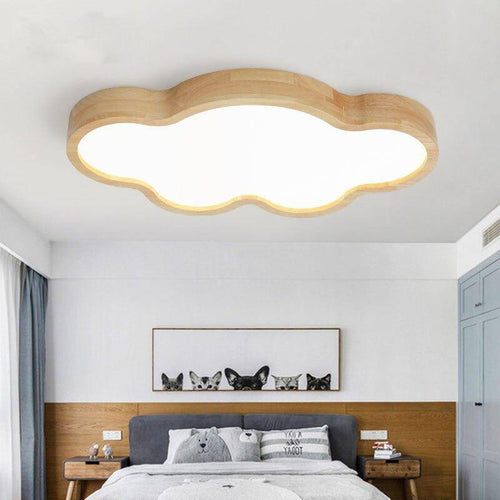 Plafonnier moderne à LED style nuage en bois