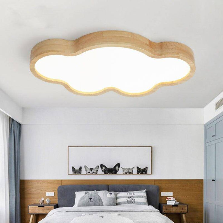 Plafonnier moderne à LED style nuage en bois