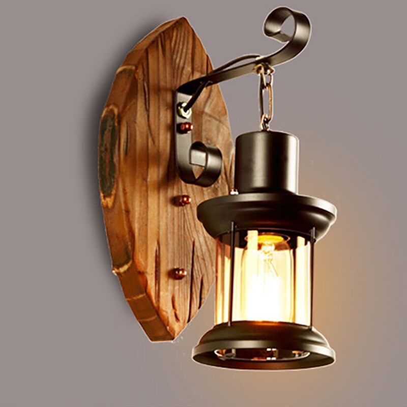 Applique murale vintage en bois et métal noir Ignase - vue 5 sur 9