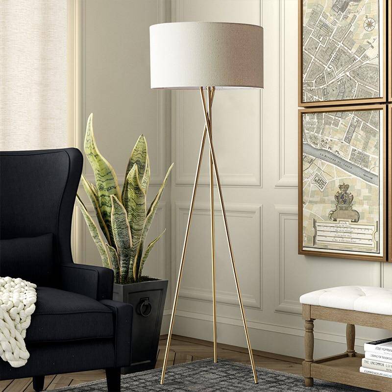 Lampadaire moderne LED tripod avec abat-jour cylindrique - vue 3 sur 6