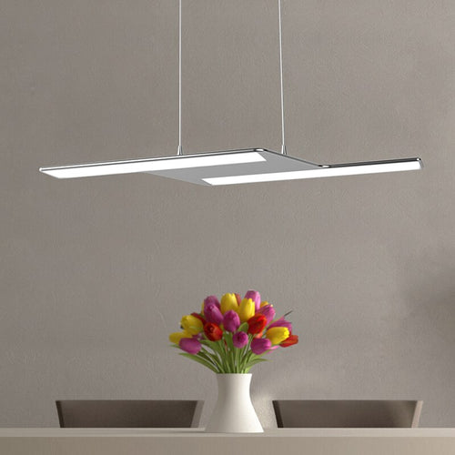 Suspension moderne LED en zig zag argenté Maya