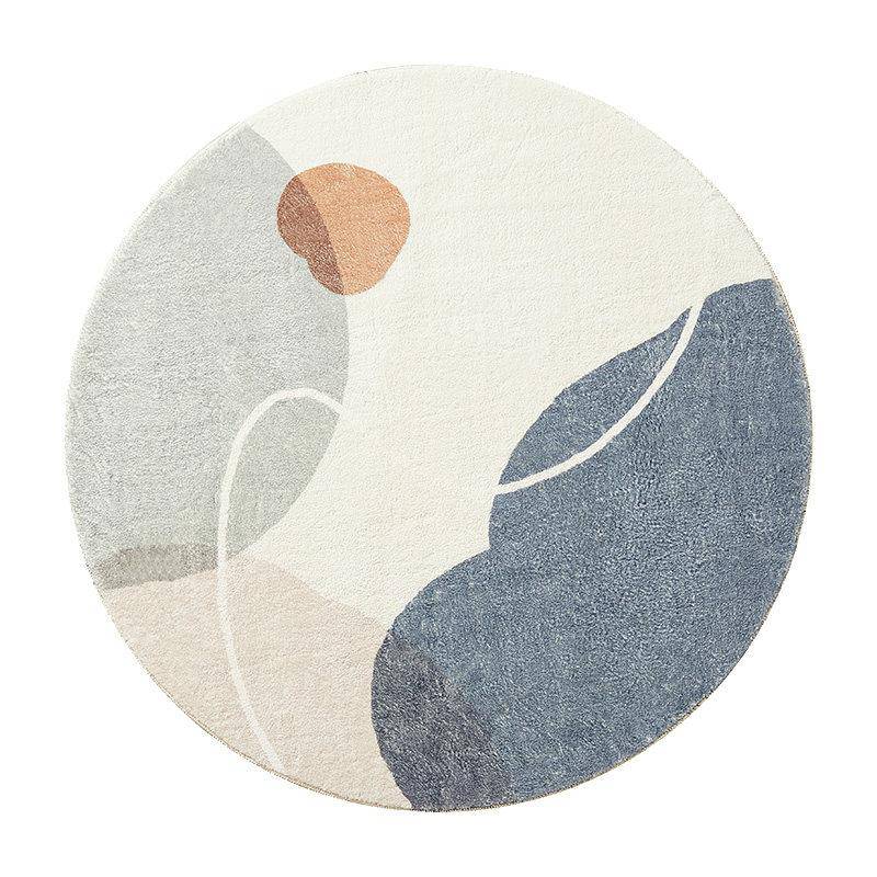 Tapis rond blanc et beige style Fluffy - vue 3 sur 3