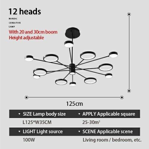 Lustre design LED avec plusieurs lampes noires Creative - vue 9 sur 10