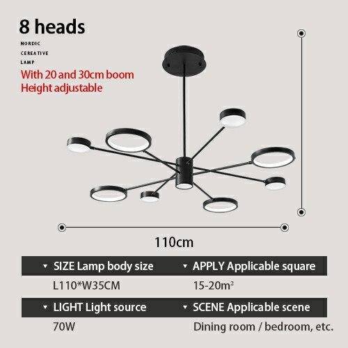 Lustre design LED avec plusieurs lampes noires Creative - vue 6 sur 10