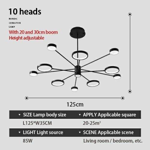 Lustre design LED avec plusieurs lampes noires Creative - vue 8 sur 10