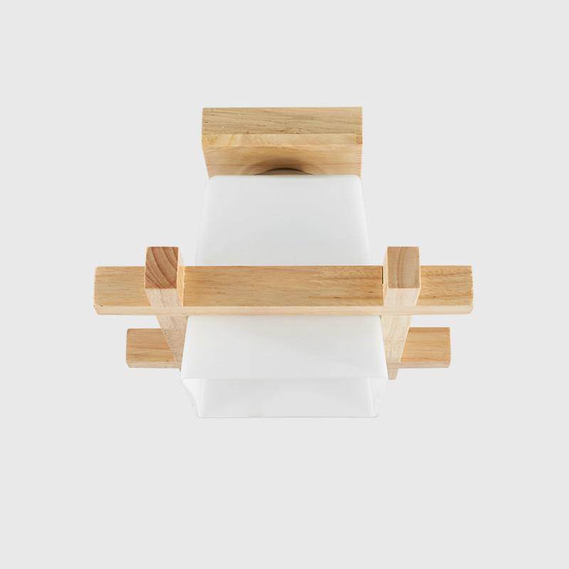 Plafonnier moderne LED en bois et cube style japonais - vue 4 sur 4