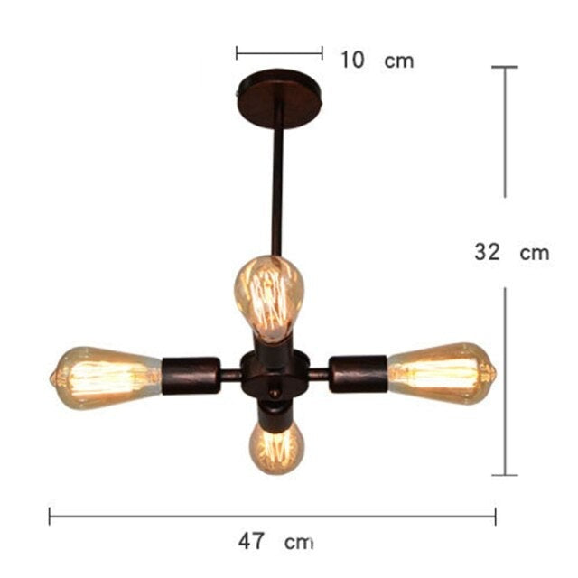 Lustre industriel LED style américain en métal Ludaya - vue 5 sur 8
