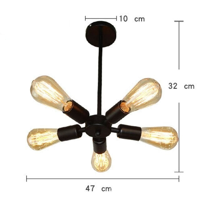Lustre industriel LED style américain en métal Ludaya - vue 8 sur 8