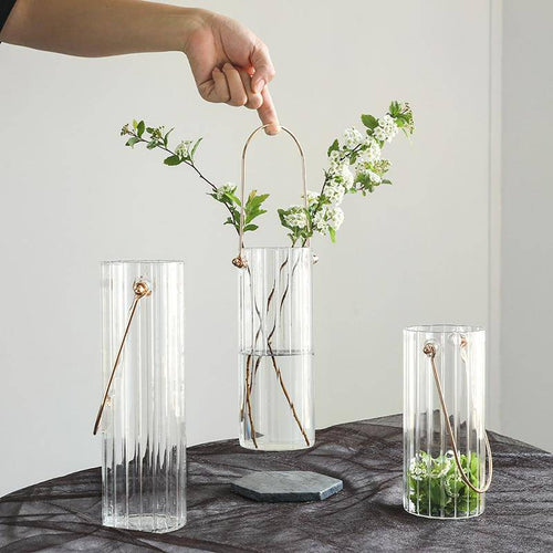 Vase moderne transparent style striped Glass