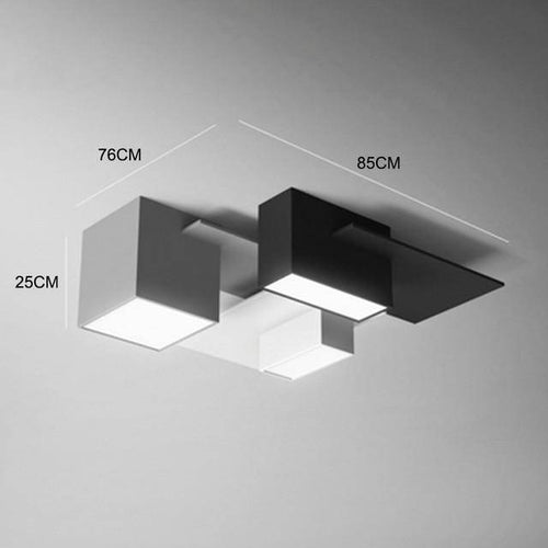 Plafonnier design LED à formes géométriques modernes noires et blanches