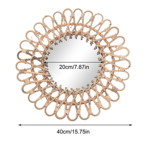 Miroir mural rond décoratif en rotin 40cm
