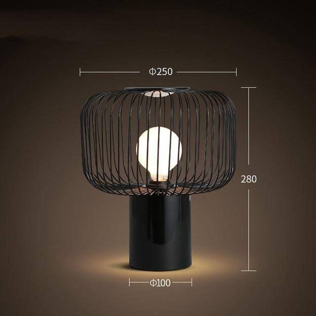 Lampe à poser design à LED avec abat-jour cage arrondie en métal noir - vue 10 sur 14