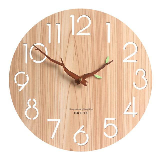Horloge murale scandinave en bois 30cm avec aiguilles branches d'arbres Trunck - vue 4 sur 7