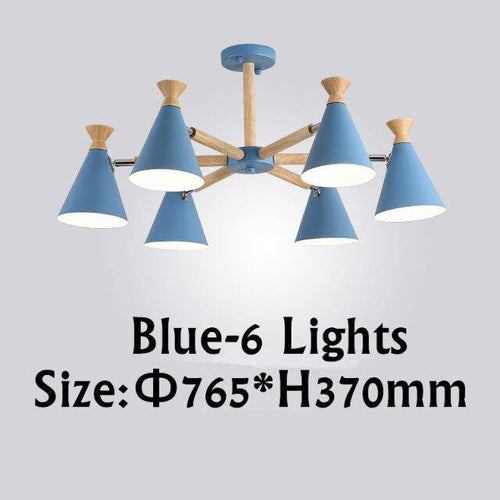 Lustre moderne à LED en bois avec abat-jour métal coloré