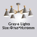 Lustre moderne à LED en bois avec abat-jour métal coloré