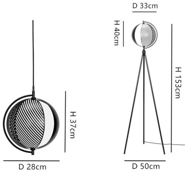 Lampadaire design LED tripod et boule en fer noir Swedish - vue 7 sur 9