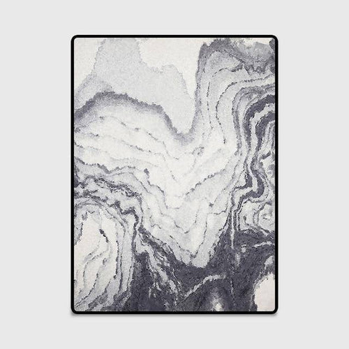 Tapis rectangle moderne noir et blanc style abstrait Rug
