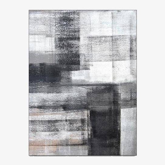 Tapis rectangle moderne noir et blanc Ink B - vue 2 sur 3