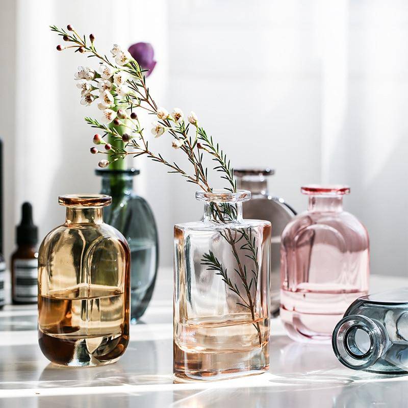 Vase en verre cristal coloré style parfumerie - vue 3 sur 19