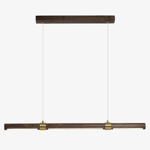 Suspension design LED avec tube allongé en bois style Creative