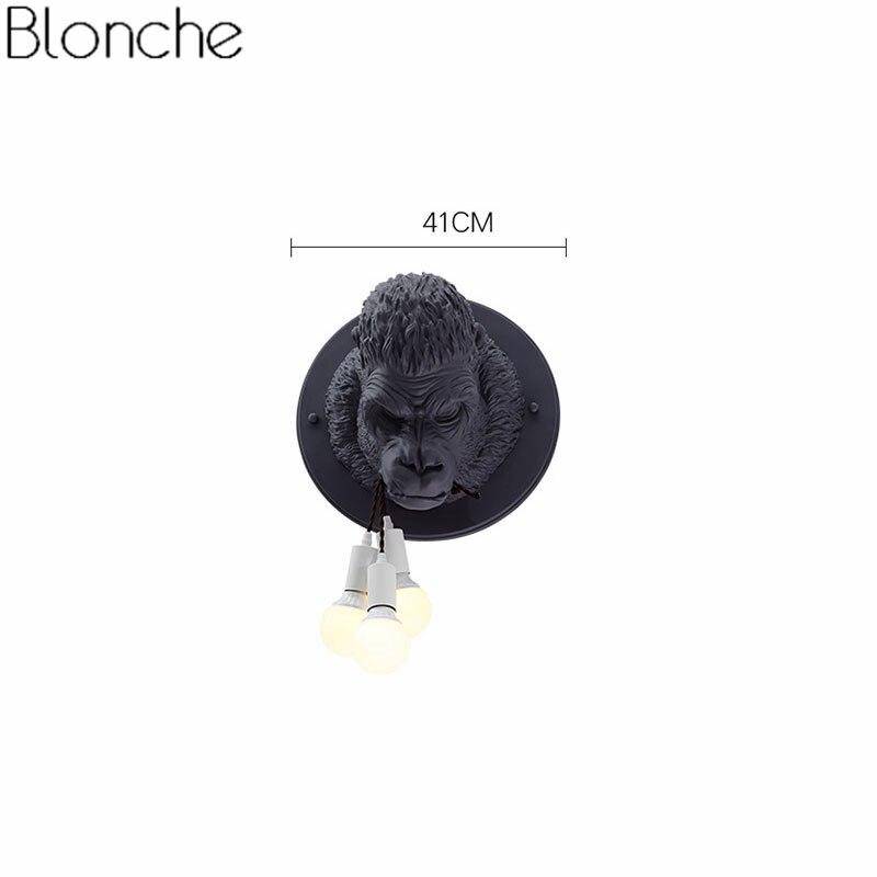Applique murale design LED avec tête de gorille en résine Light - vue 5 sur 8