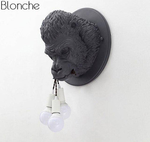 Applique murale design LED avec tête de gorille en résine Light