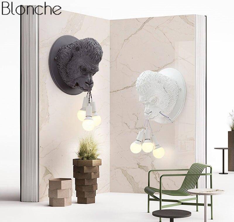Applique murale design LED avec tête de gorille en résine Light - vue 3 sur 8