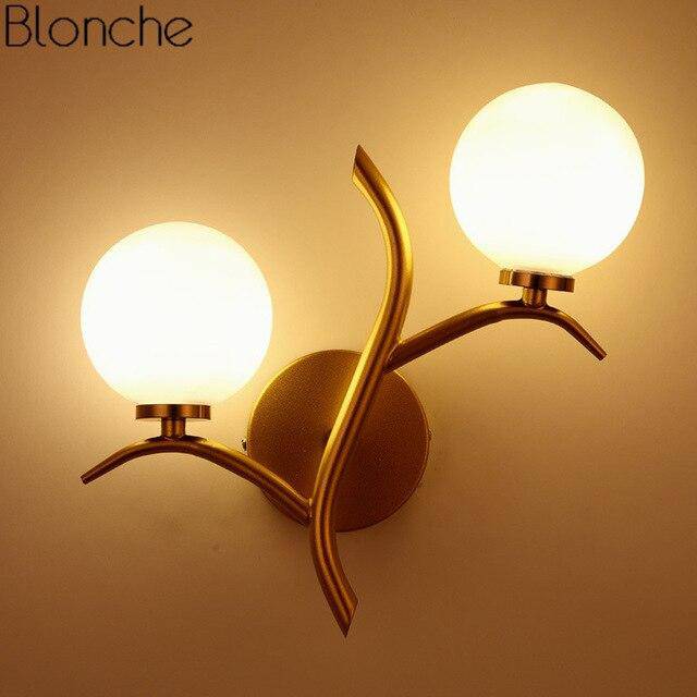 Applique murale design LED dorée avec double boules en verre Luxury - vue 6 sur 6