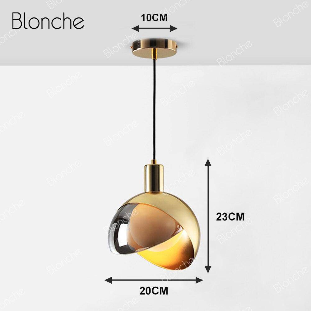 Suspension design LED avec abat-jour arrondi doré Loft - vue 7 sur 7