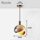 Suspension design LED avec abat-jour arrondi doré Loft