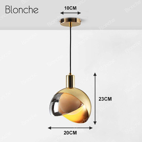 Suspension design LED avec abat-jour arrondi doré Loft